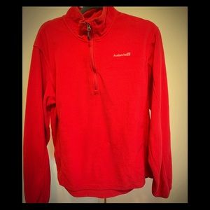 Red sweatshirt style velour zippered top